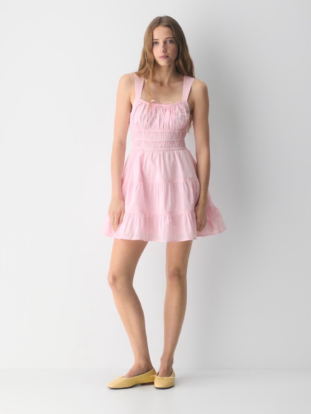 Sunday Best Aritzia Villa Pink Smocked Martine Poplin Dress 100% Cotton Size L